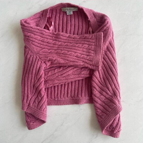 Intuitions Pink Cropped Knitted Cardigan - Picture 1 of 5